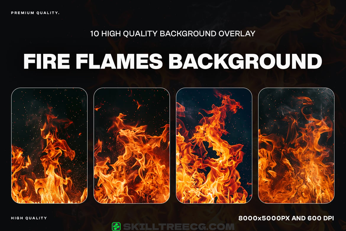 10 Fire Flames Background Overlays（484407）-技能树